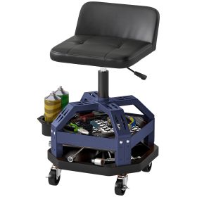 Rolling Creeper Garage Stool, 300 LBS Capacity Mechanic Stool with 360° Wheels, Tool Tray, Adjustable Height, Blue (Option: Blue-478x478x355 mm)