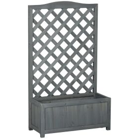 46" Wooden Planter with Trellis, Raised Garden Bed to Grow Vegetables, Herbs, Flowers for Backyard, Patio, Gray (Option: Gray-1250x740x80 mm)