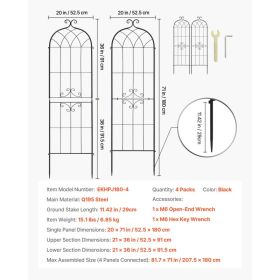 Garden Trellis, 71 X 20 Inch Rose Trellis, 4 Packs Garden Flower Rose Trellises With Powder-Coated Finish & Convenient Locking Design, Plant Supp (Option: Black)