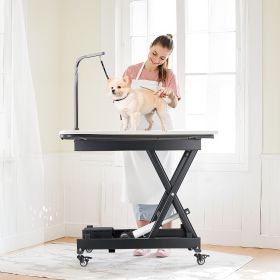 28' Electric Lift Table Single Scissor Electric Lifting Platform 330 Lbs 4 Wheel (Option: Black)