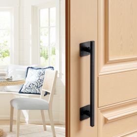 4Pcs Barn Door Handles 12.6 In Rustic Heavy Duty Carbon Steel Garden Gate Pulls (Option: Black)