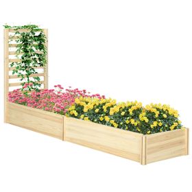Wood Planter Box with Trellis for Climbing Plants, Raised Garden Bed for Outdoor Flowers Herbs, 91"x24"x43", Natural (Option: Natural Wood-1170x370x190 mm)