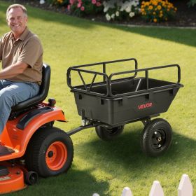 Dump Trailer 500 Lbs 10 Cu. Ft Tow Behind Plastic Garden ATV Trailer Cart (Option: Black)