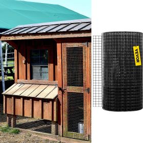 Hardware Cloth, 48' X 50' & 1'x1' Mesh Size, Galvanized Steel Vinyl Coated 16 Gauge Chicken Wire Fencing W/A Cutting Plier & A Pair Of Fabric Glo (Option: Black)