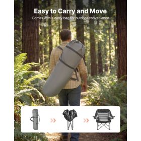 Oversized Camping Chairs, 450 Lbs Heavy Duty Support, Portable Padded Folding Camp Chairs With Dual Cup Holders & Wine Glass Holders, Carry Bag F (Option: Black)