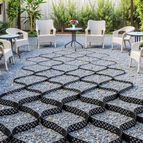 Ground Grid 2-Inch Depth Geocell Grid 17.06x8.86 FT / 5200x2700 Mm For Gravel (Option: Black)