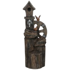 Outdoor Water Fountain, Decorative Garden Birdhouse, 3-Tier Cascading Waterfall with LED Lights and Water Wheel, Soothing Tranquility for Home G (Option: Mixed Color-450x375x810 mm)