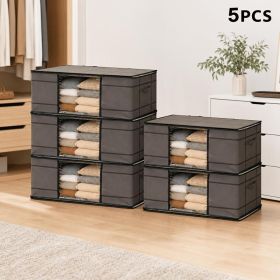 5-Piece Clothing Storage Bag Set  Large Capacity, Foldable, Dustproof  Moisture-Proof Organizer Thickened Fabric Storage Bag Suitable For Bedding (Option: 5PCS)