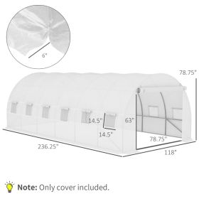 Plastic Greenhouse Cover Replacement, Heavy Duty Waterproof Tarp For Hoop House, Sheeting With 12 Windows, Door & Reinforcement Grid, White (Option: White)