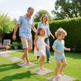 Decorative Stepping Stones With Stakes 4Pcs 15.5x15.5 In Walkway Pavers Beige (Option: Beige)