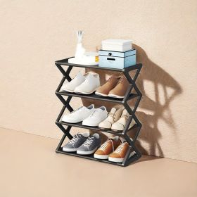 4-layer X Shoe Rack, Home Storage Supplies, High-quality Multi-layer Storage Rack, Shoe Rack At The Entrance Of The Living Room And Bedroom (Color: Black)