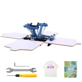Screen Printing Machine 4 Color 4 Station Silk Screen Printing Press, 21.3 X 17.7 In, 360° Rotatable, Accurate Positioning, Powder-Coated Carbon (Option: Default)