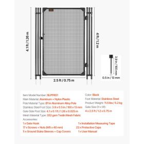 Pool Fence Gate, 4 X 2.5 Ft Inground Swimming Pool Fences Gate, Outdoor Security Fencing Door Kit With Metal Latch, 352 Gsm Teslin PVC Mesh, Roun (Option: Black)