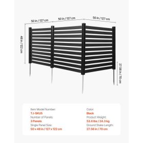 3 Panels Outdoor Privacy Screen, 50 X 48 In Air Conditioner Fence With 27.6 In Ground Stakes, Pool Equipment Enclosure, Vinyl Privacy Fence, Idea (Option: Black)