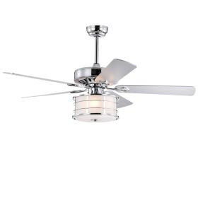 3-Light Chrome Drum Shade LED Ceiling Fan Remote, Traditional Farmhouse Rustic Industrial Bohemian Country Cottage Transitional Glam For Home, Ki (Option: Chrome)