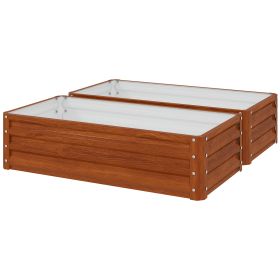 Galvanized Raised Garden Bed, 4' x 2' x 1' Metal Planter Box, for Growing Vegetables, Flowers, Herbs, Succulents, Brown (Option: Brown-720x350x60 mm)