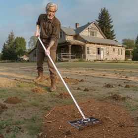 10x17in Lawn Leveling Rake 78in Adjustable Handle For Yard Heavy Duty Golf Court (Option: Multicolor)