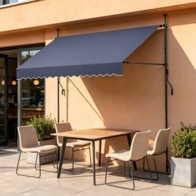 98inch Manual Retractable Patio Awning, Height Adjustable Sunshade Canopy With Crank Handle, For Backyard, Garden & Balcony, Dark Gray (Option: 81433893)