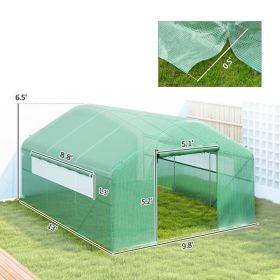 Tunnel Greenhouse Hoop House With Upgraded Galvanized Steel Frame And Large Windows, Green (Option: Green)