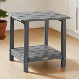Outdoor Side Table 2-Tier HDPE Outside End Table For Indoor Backyard Grey (Option: Grey)