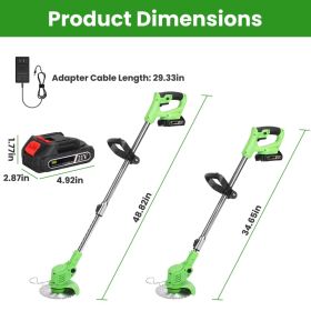 21V 300W Cordless Grass Trimmer Rechargeable Lawn Mower 18000M PER Min Weed Cutter With Saw Blade 2 Stainless Steel Blades 10 Plastic Blades 2 Re (Option: 24V)