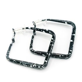 Square Black&White Earrings-1508 (Option: 6926398651508)