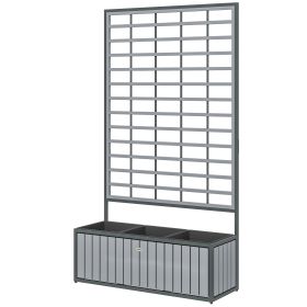 Wooden Raised Garden Bed with Trellis, Removable Pots, for Backyard, Patio, Balcony, 29" x 11" x 52", Gray (Option: Gray-755x270x285 mm)