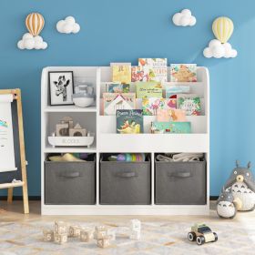 Kids Bookcase and Bookshelf, Multifunctional Bookcase with 3 Collapsible Fabric Drawers, Bookcase Display Stand, Toy Storage Organizer for Bedroo (Option: 67252863)