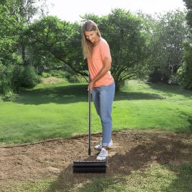 Rolling Lawn Aerator, 18-inch Heavy-Duty Manual Rolling Aerator Lawn With Detachable Handle And 27 Iron Spikes, Rolling Lawn Aeration Tool For Ga (Option: Black)