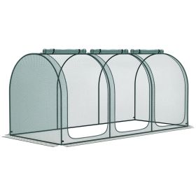 9' x 4' Crop Cage, Plant Protection Tent with Three Zippered Doors, Storage Bag and 4 Ground Stakes, for Garden, Yard, Lawn, Green (Option: Green-885x270x135 mm)