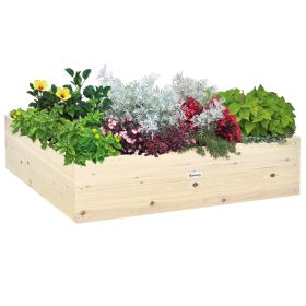 Wooden Raised Garden Bed Kit, Elevated Planter Box with Bed Liner for Backyard, Patio to Grow Vegetables, Herbs, and Flowers, 4' x 4' x 12" (Option: Natural wood finish-1260x350x130 mm)