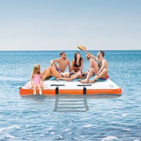 Inflatable Floating Dock, 15 X 6FT Inflatable Dock Platform, Non-Slip Water Floating Dock Mat With Detachable Ladder & Portable Carrying Bag, Flo (Option: Multicolor)