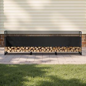 12.7FT Outdoor Firewood Rack With Cover, 152x14.2x46.1in,Heavy Duty Firewood Holder & 600D Oxford Waterproof Cover For Fireplace, Patio, Indoor/O (Option: Black)