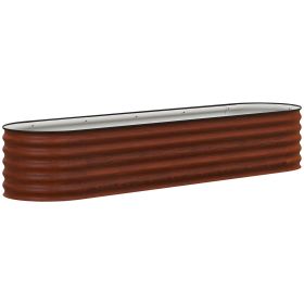 7.9' x 2' x 1.4' Galvanized Raised Garden Bed Kit, Metal Planter Box with Safety Edging, Brown (Option: Brown-625x485x175 mm)
