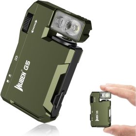 ARMYGREENG5 Rechargeable EDC Flashlight, Mini Flat Bright Small Flashlight 400 Lumens Dual Light Source LED Flashlight With RGB, Magnetic Mini Br (Option: Default)