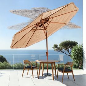 Tiki Umbrella 2-Tier Thatched Patio Umbrella 9 Ft For Pool Patio Beach (Option: Natural)
