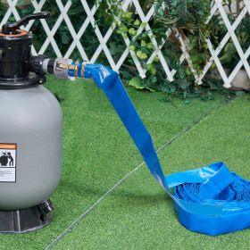 Backwash Hose, 2 In X 50 Ft, Heavy-Duty PVC Flat Pool Discharge Hose With Aluminum Camlock C & E Fittings, Clamps, Compatible With Pumps, Sand Fi (Option: Blue)