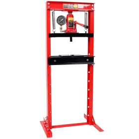 12Ton Bottle Jack Shop Press With Gauge, Bend, Straighten, Or Press Parts, Install Bearings, U-Joints, Bushings, Ball Joints, And Pulleys,RED (Option: Red)