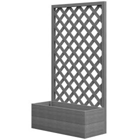 Trellis Planter Box for Climbing Plants, Raised Garden Bed w/ Trellis Lattice for Outdoor Garden, Deck, Backyard, Gray (Option: Dark Gray-1405x810x85 mm)