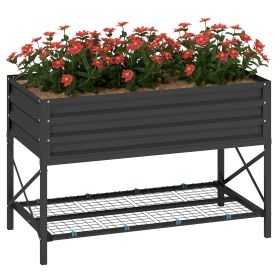 Galvanized Raised Garden Bed, Metal Planter Box with Legs, Storage Shelf and Bed Liner, Dark Gray (Option: Dark Gray-1180x360x95 mm)