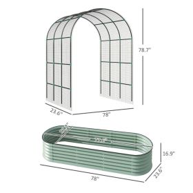 Raised Garden Beds Set with Arch Trellis, Climbing Net, Galvanized Planter Box for Climbing Vegetables Flowers Herbs (Option: Green)