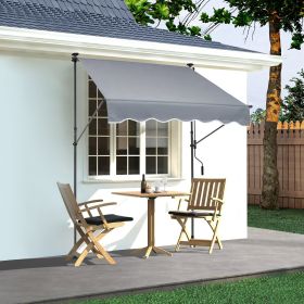 59x47' Patio Awning Retractable Awning Sunshade Shelter With Crank Handle (Option: Grey)