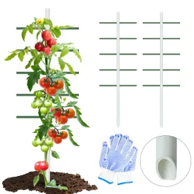 1PC 2FT*6FT White Round Tube Climbing Trellis, Outdoor Gardening Stand, Flower And Vegetable Climbing Trellis, Garden And Balcony Climbing Plant (Option: 2FT6FT)