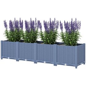 Plastic Raised Garden Bed, 5 x 1 x 1 ft Outdoor Flower Box with Drainage Holes for Vegetables, Herbs, Blue (Option: Blue-445x445x320 mm)
