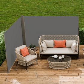 Retractable Side Awning, 71''x 236'' Full Aluminum Rust-Proof Patio Sunshine Screen, Outdoor Privacy Divider & Wind Screen, Works For Courtyard, (Option: Grey)