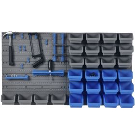 44 PCS Wall Mounted Pegboard Tool Organizer Rack Kit with Various Sized Storage Bins, Pegboard and Hooks, Blue (Option: Blue-600x545x150 mm)