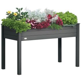 48" Raised Garden Bed, Elevated Wooden Planter Box with Holes for Vegetables, Herb, Flowers for Backyard, Dark Gray (Option: Dark Gray-1195x65x545 mm)