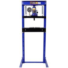12Ton Bottle Jack Shop Press With Gauge, Bend, Straighten, Or Press Parts, Install Bearings, U-Joints, Bushings, Ball Joints, And Pulleys,Blue (Option: Blue)