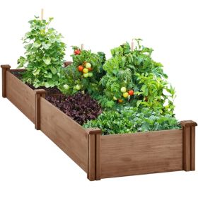 Divisible Planter Box For Home Vegetable Flower, 95inch L X 25inch W X 11inch H, Dark Brown (Option: 22259263)