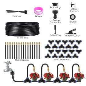 360Degree Bendable Drip Irrigation System With 49FTTubing Hose Faucet Connector Automatic Watering Misting Kit For Garden Greenhouse Yard Lawn (Option: Black)